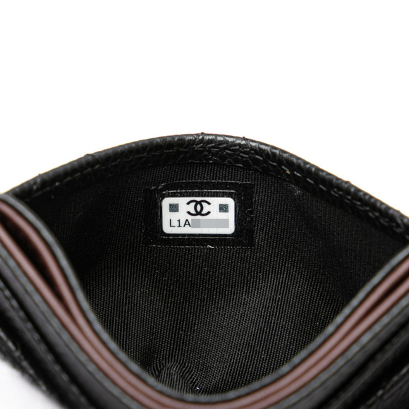 CHANEL Matelasse Coco Mark Gold Hardware Classic Card Case AP4472 Black Cavia...